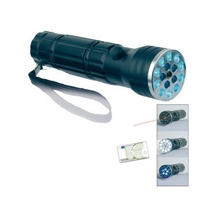 Linterna LED con luz UV y láser puntero