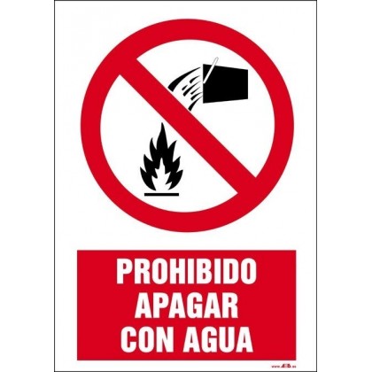 Prohibido apagar con agua