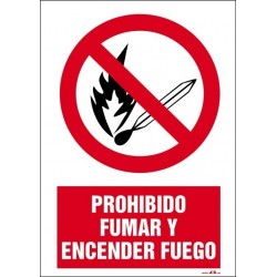 Prohibido fumar y encender fuego